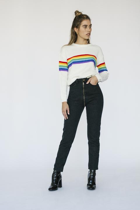 Rainbow Friday White Sweater