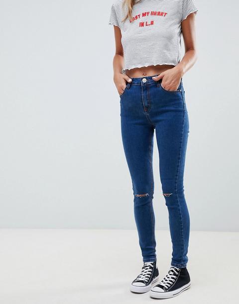 Glamorous - Jeans Skinny Con Ginocchia Strappate - Blu