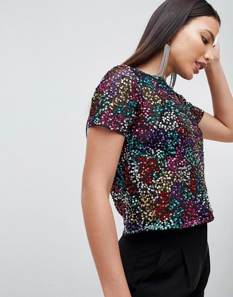 Camiseta Con Adornos De Lentejuelas De Asos Design