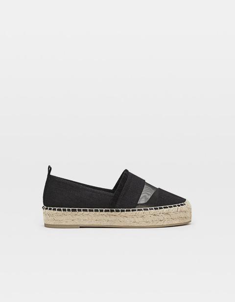 Espadrillas Nere Con Rete Combinata Nero
