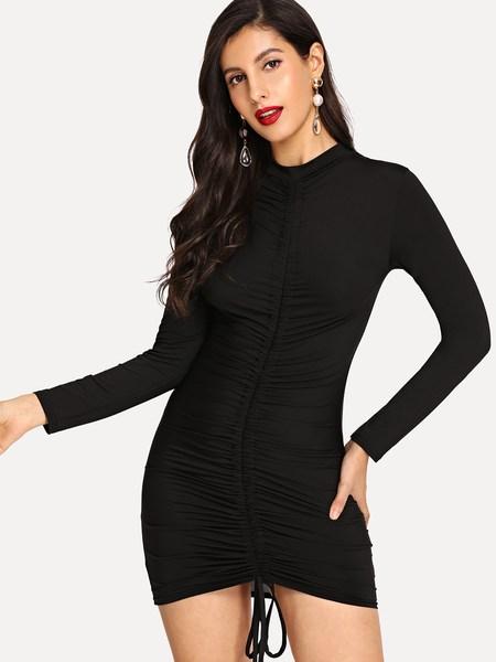 Casual Liso Cordón Negro Vestidos