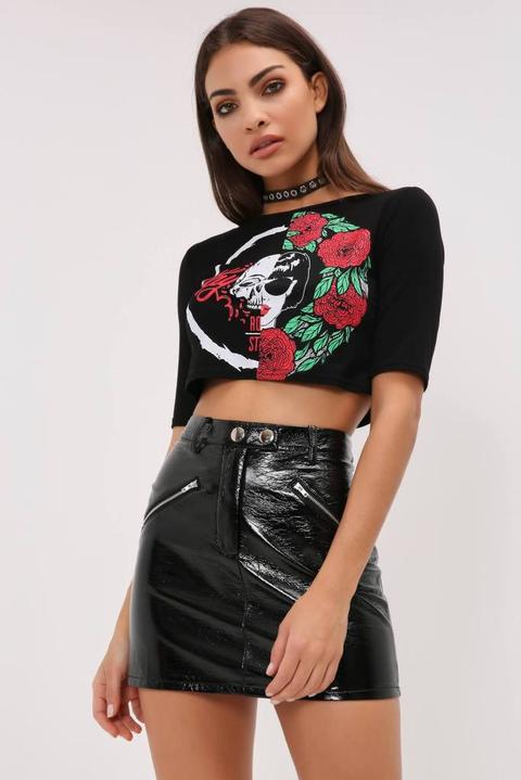 Black Patent Faux Leather Mini Skirt