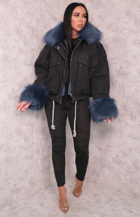 black denim fluffy jacket
