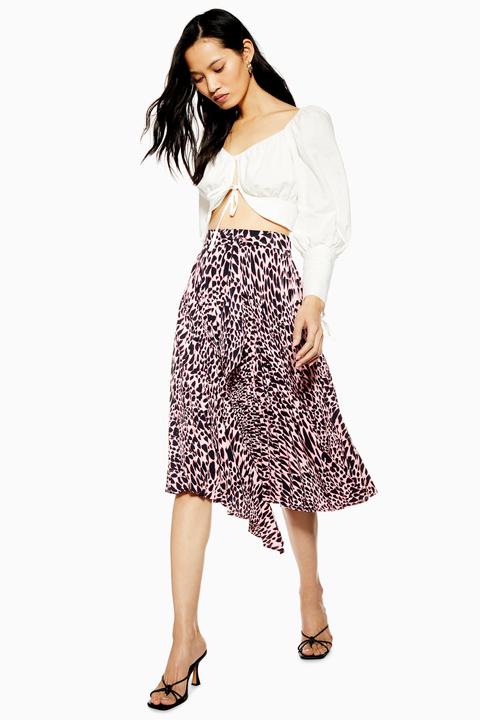 Womens Taylor Pink Animal Pleat Midi Skirt - Pink, Pink