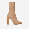 Hayden Block Heel Sock Boot In Nude Lycra