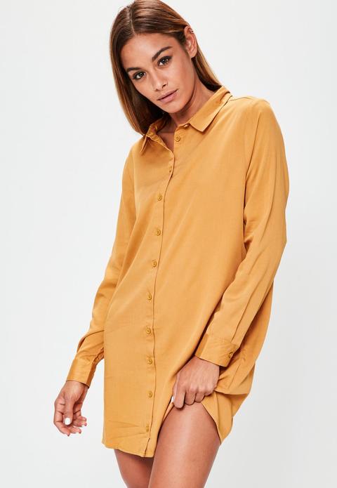 Yellow Oversized Shirt Dress