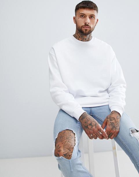 Sudadera Extragrande En Blanco De Asos Design