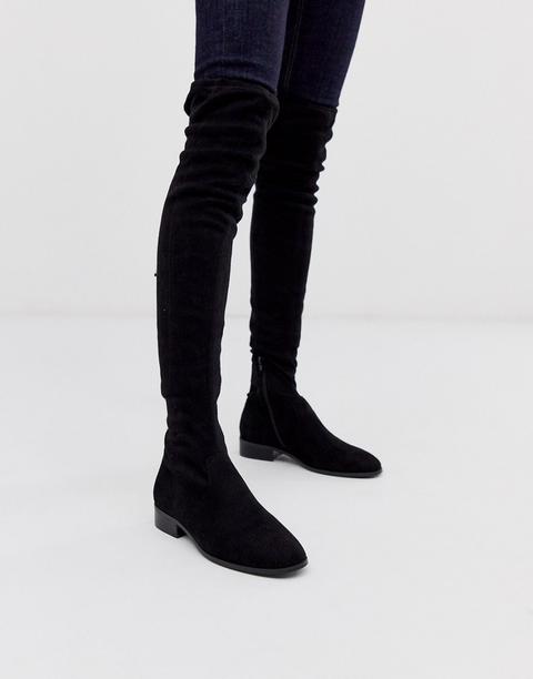 Botas Planas Por El Muslo En Negro Kayden De Asos Design de ASOS en 21  Buttons