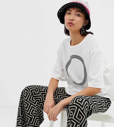 Weekday Roman Circle Print T-shirt In White