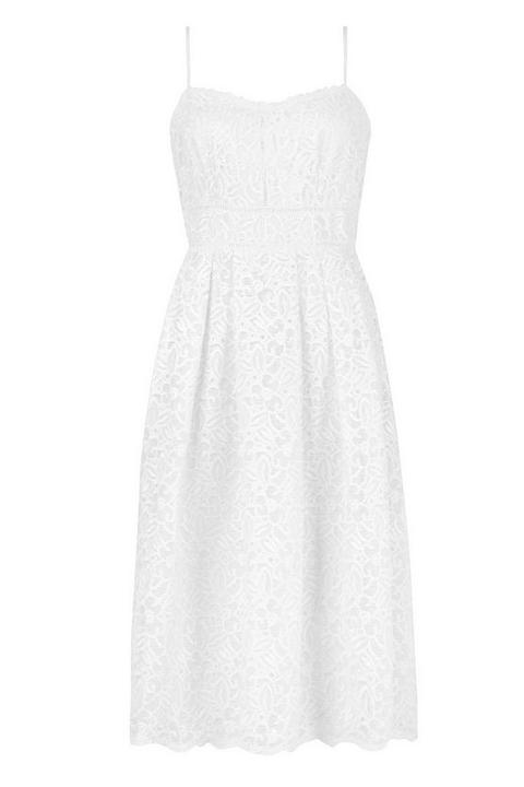 Boutique embroidered strappy 2024 midi skater dress