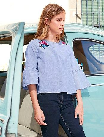 Blusa Ricamata Maniche Con Volant