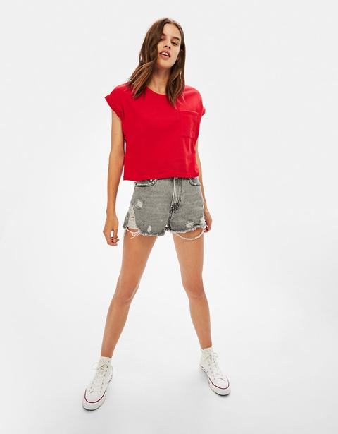 Pullover Cropped Manica Corta