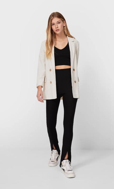 Stradivarius Blazer Rustique Ouvert Pierre L