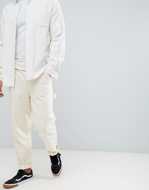 Asos Design Carpenter Trousers In Heavyweight Cream Canvas