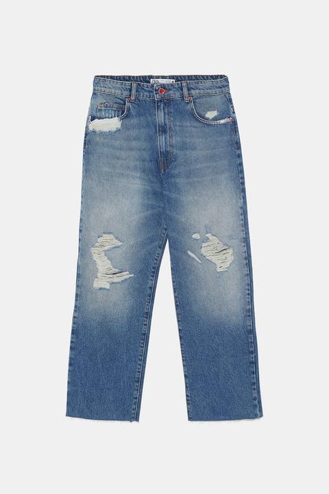 Jeans Z1975 High Rise Straight Cropped Con Strappi
