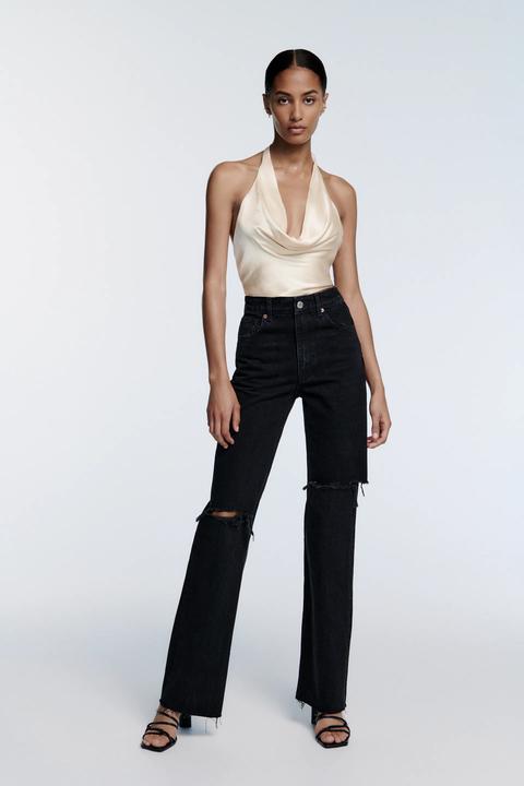 Halter Neck Satin Crop Top