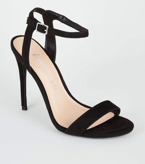 Extra Wide Fit Black Suedette Strappy Block Heel Sandals | New Look