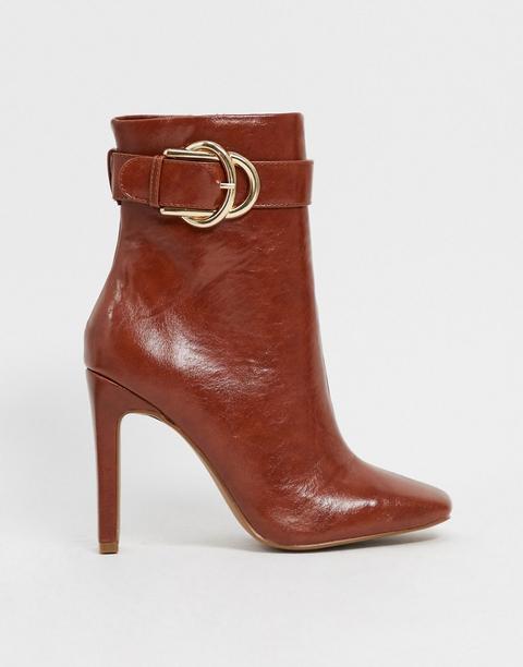 Asos Design - Envy - Bottines Montantes Avec Boucles - Fauve-marron