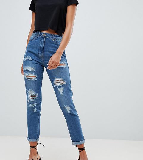 Parisian Tall - Boyfriend Jeans Strappati - Blu