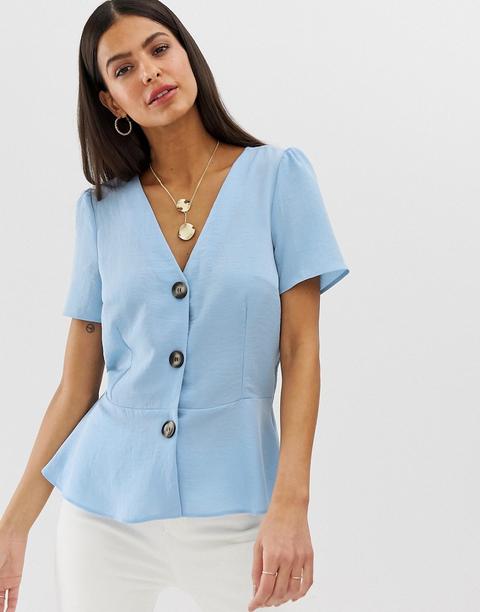 Blusa Azul Con Botones De River Island
