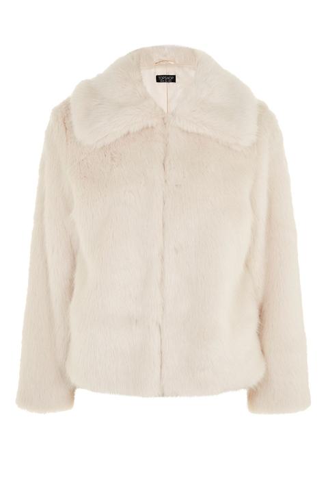 Womens Claire Luxe Faux Fur Coat - Cream, Cream