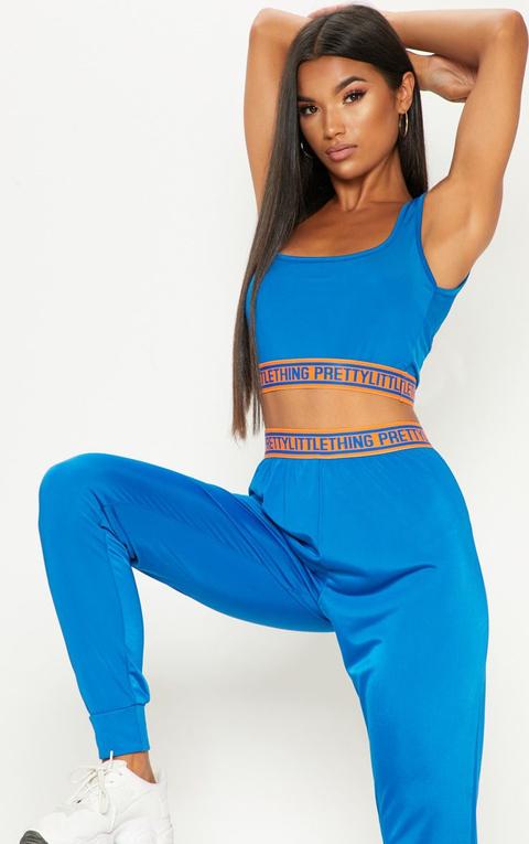 Prettylittlething Cobalt Scoop Neck Crop Top