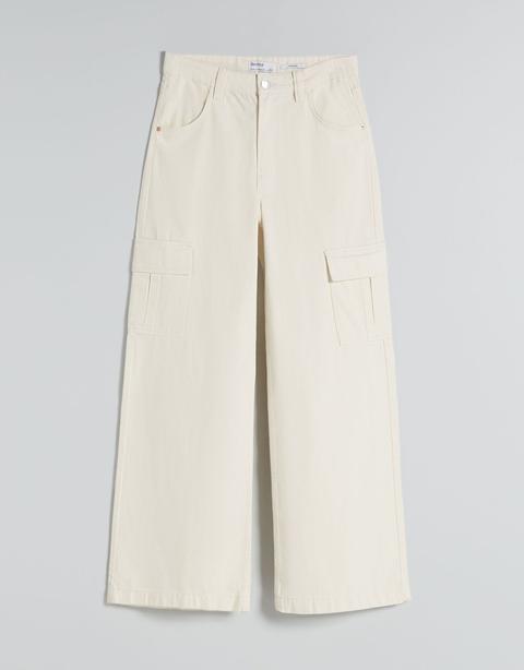 Pantalón Sarga Wide Leg Cargo