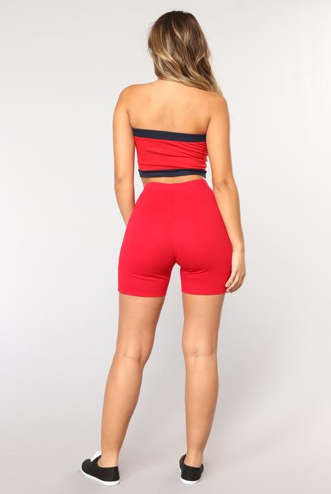 biker shorts red