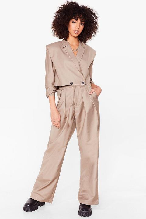 Womens Pleated Wide Leg Suit Trousers