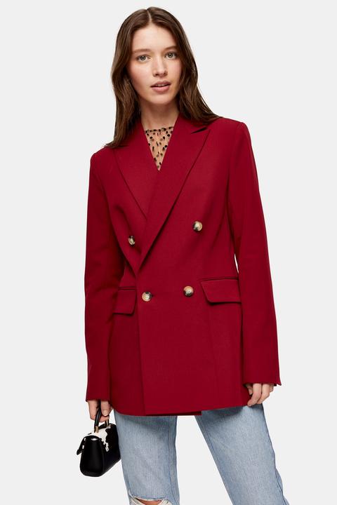 Womens Tall Berry Suit Blazer - Berry Red, Berry Red