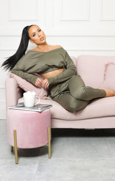 Khaki Crop Loungewear Set - Deanna