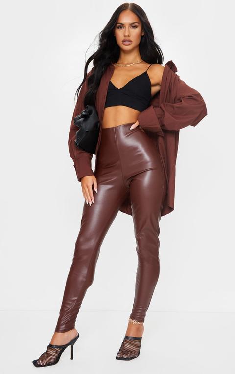 Chocolate Faux Leather Leggings