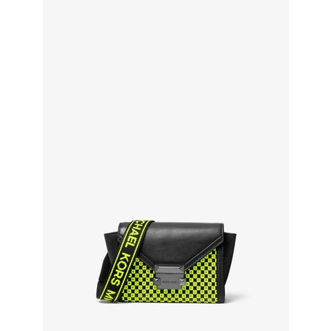Mkbandolera Transformable Whitney Mini De Piel Con Estampado A Cuadros Y Logotipo - Negro/amarillo Neón(amarillo) - Michael Kors