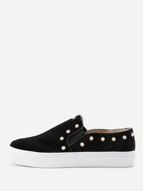 Studded Detail Slip On Plimsolls