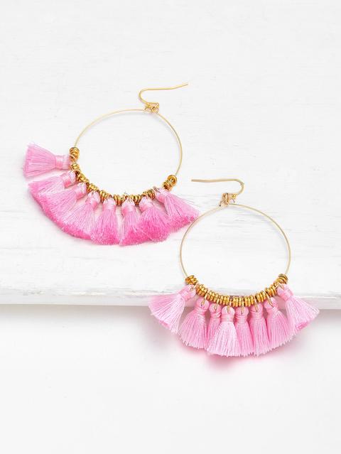 Mini Tassel Hoop Earrings