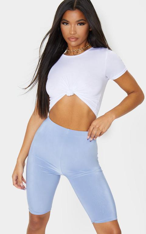 Pale Blue Slinky Longline Cycle Short