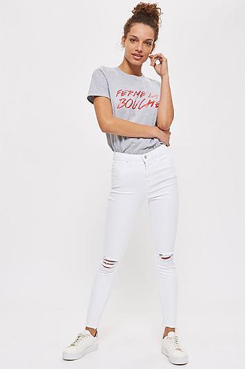 Weiße Moto Jamie Jeans Im Destroyed-look
