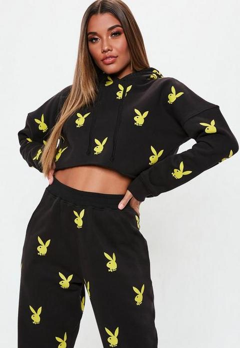 Playboy X Missguided Black Repeat Hoodie, Black