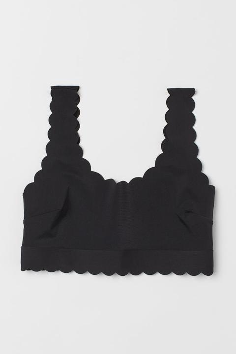 Top De Bikini Festoneado - Negro