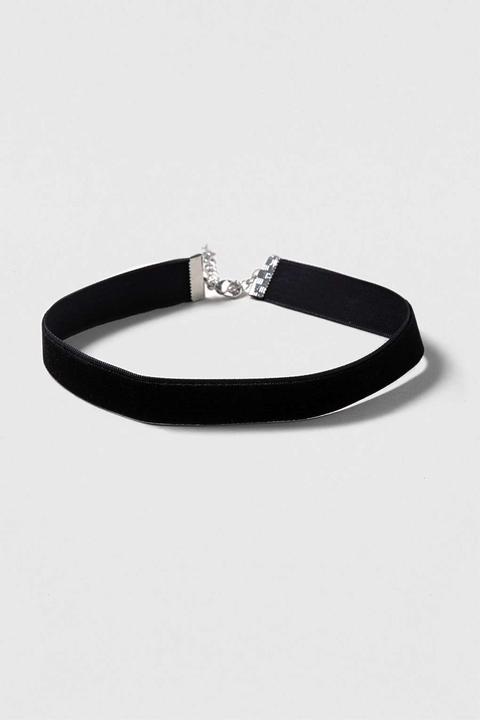 Womens **thin Velvet Choker - Black, Black