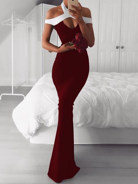 Sexy Halter Cutout Maxi Bodycon Dress