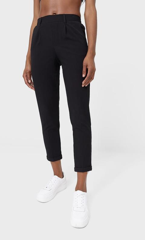 Stradivarius Pantalon Tailleur Coupe Slim Femme Noir S