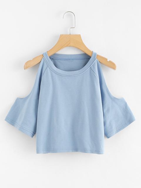 Open Shoulder Crop Tee