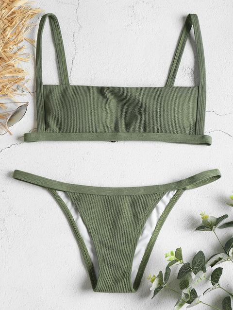 Ribbed Hook String Bikini Set