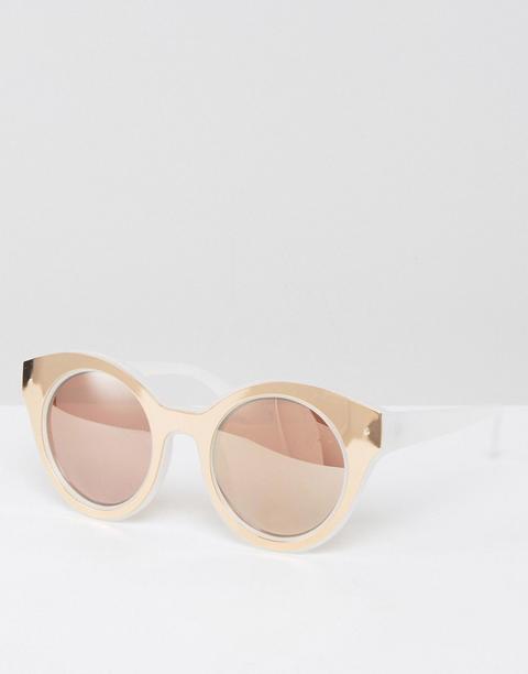 Gafas De Sol Redondas Y Gruesas Con Parte Interior En Dorado Rosa De Asos