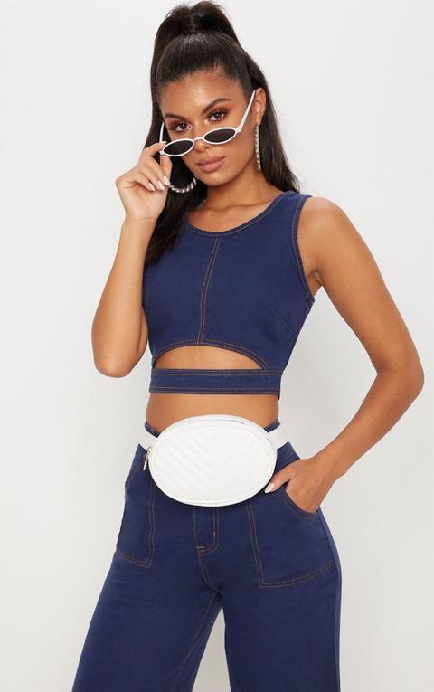 Indigo Cut Out Denim Crop Top