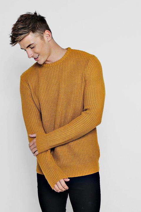 Crew Neck Fisherman Knit Jumper
