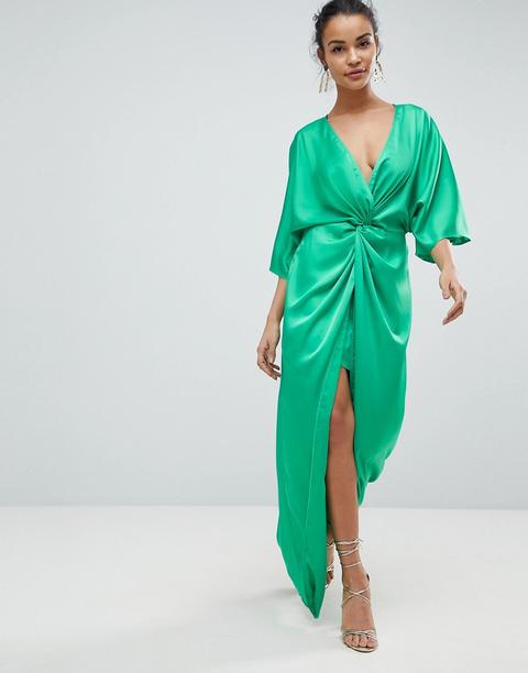 Vestido Maxi Estilo Kimono Con Parte Delantera Retorcida De Asos