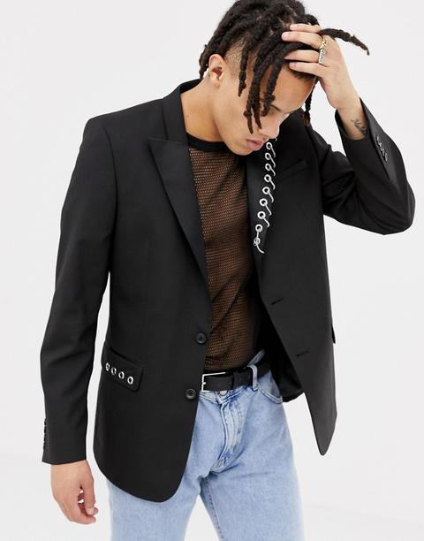 Asos Design Slim Blazer With Chain Detail