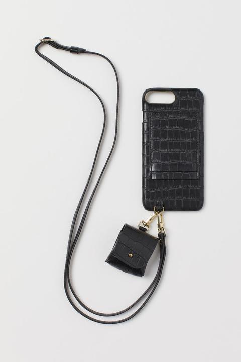 Iphone Case And Headphone Case - Black